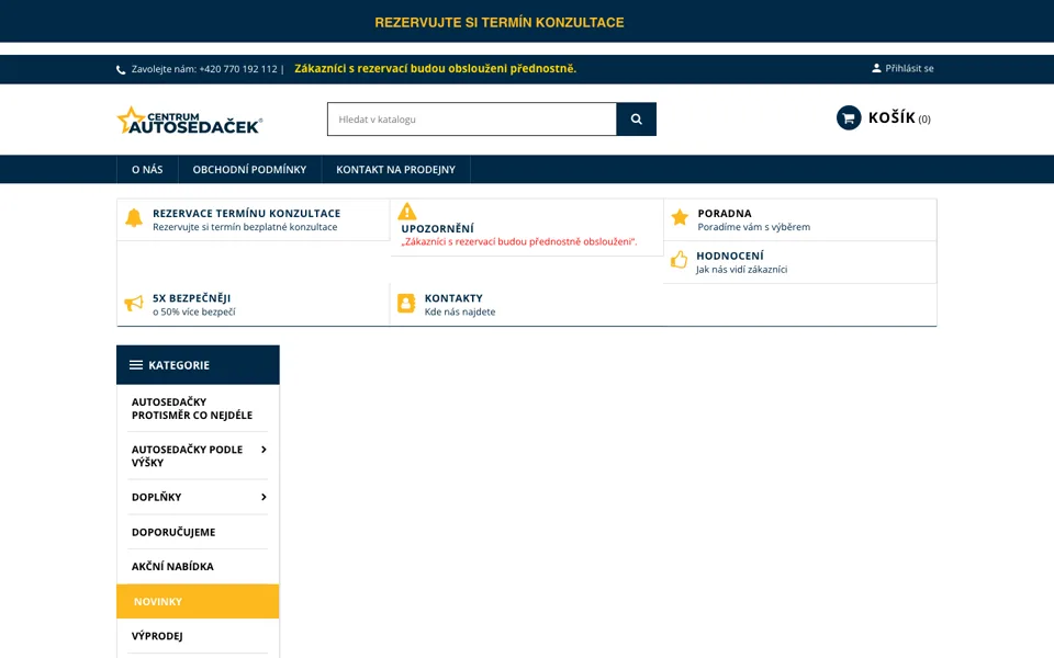 Náhled webu Centrum autosedaček / Malvik