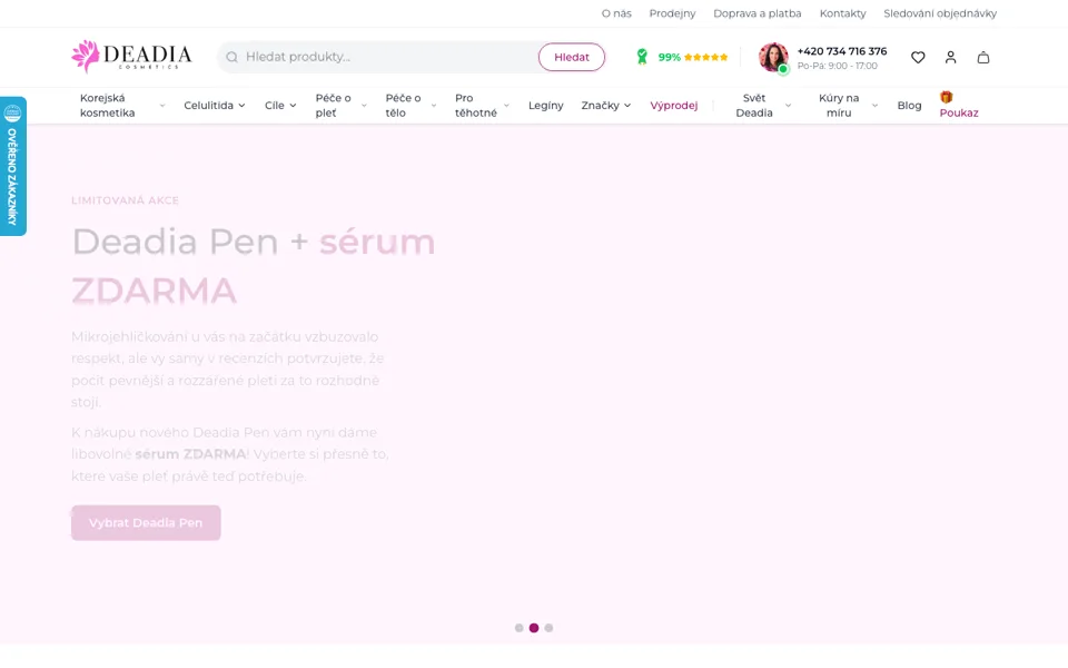 Náhled webu Dea Dia Cosmetics