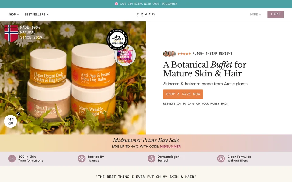Náhled webu Frøya Organics