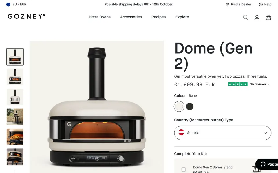 Náhled webu Gozney – Dome Gen 2