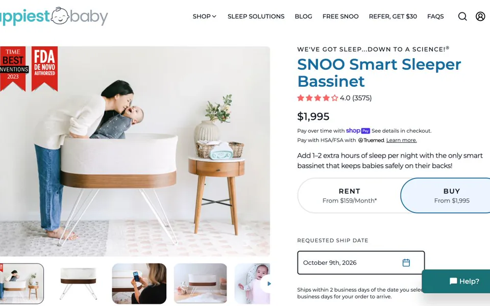 Náhled webu Happiest Baby – SNOO