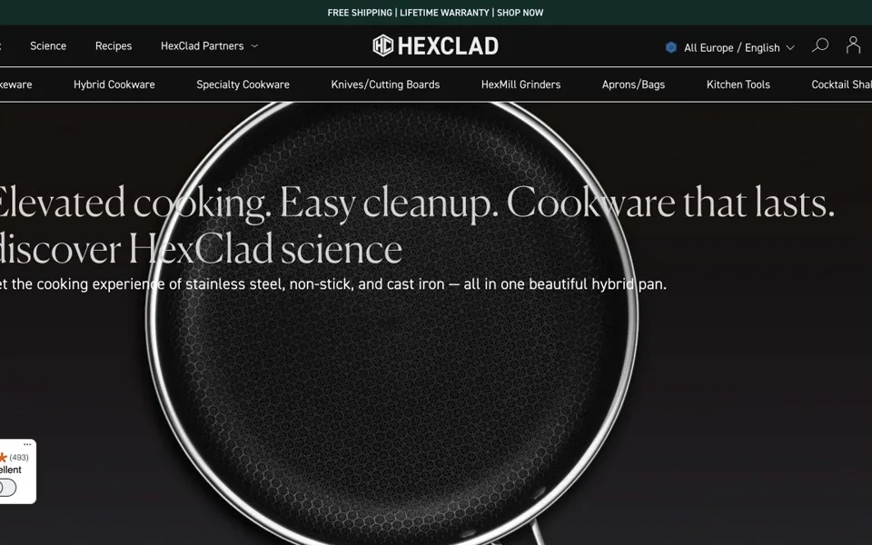 Náhled webu HexClad – Science