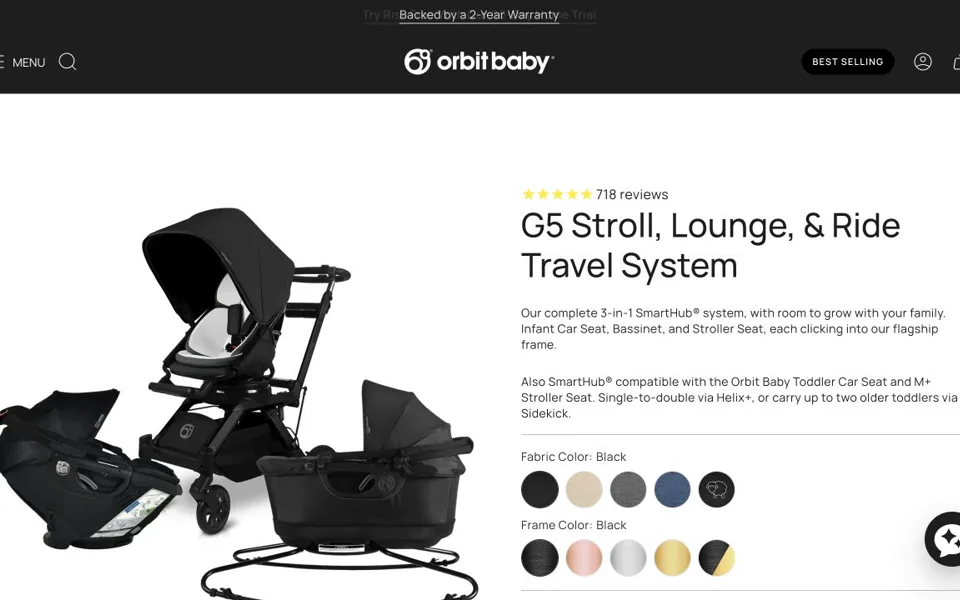 Náhled webu Orbit Baby – Stroll, Lounge, Ride