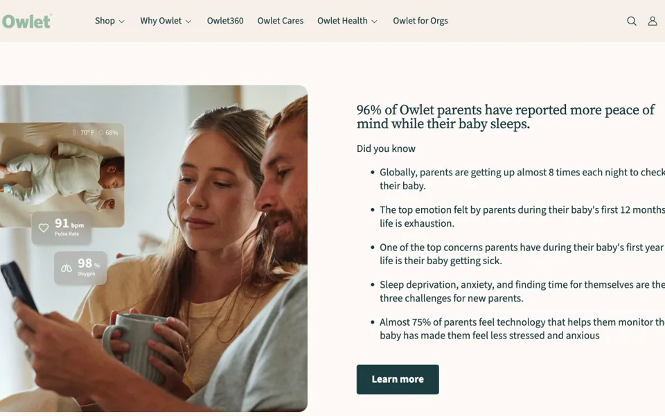 Náhled webu Owlet – Why Owlet