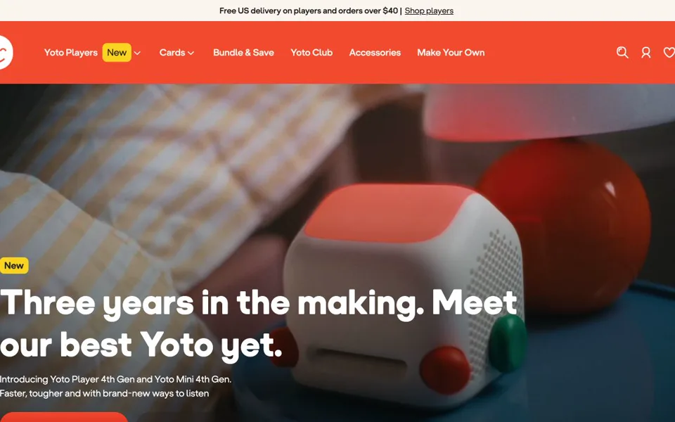 Náhled webu Yoto – homepage
